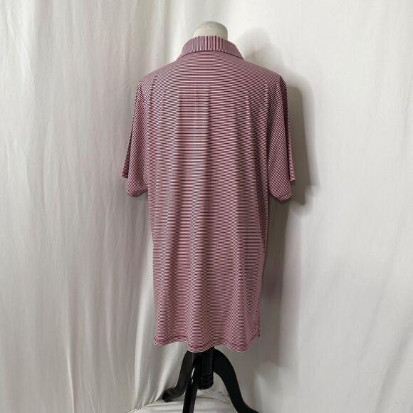 Men’s Large Polo Shirt B Draddy Sport Red Pin Striped Short Sleeve Athletic - Picture 3 of 9